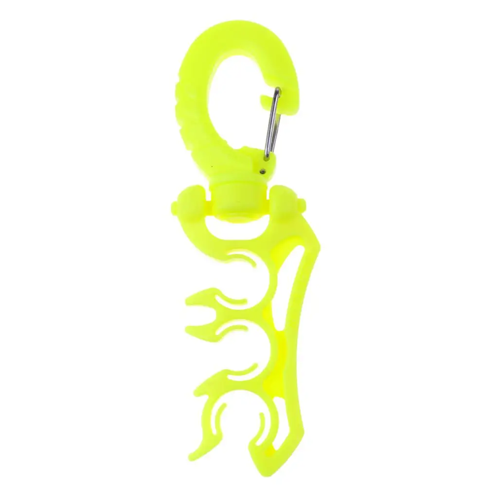 4X Triple BCD Hose Holder Diving Equipment Retainer Folding Snap Clasp Yellow
