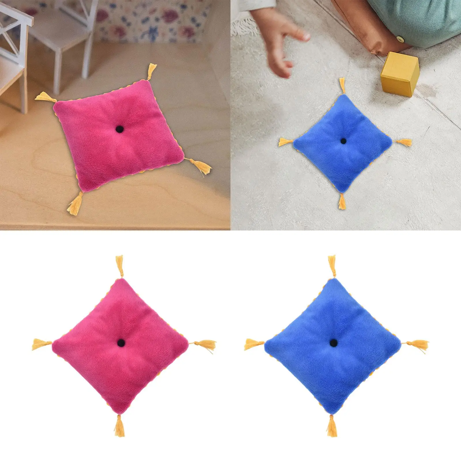 1:6 Scale Dollhouse Pillow Accessories DIY Craft Dollhouse Furniture Miniature Furniture Accessory for Girls Boys Holiday Gifts