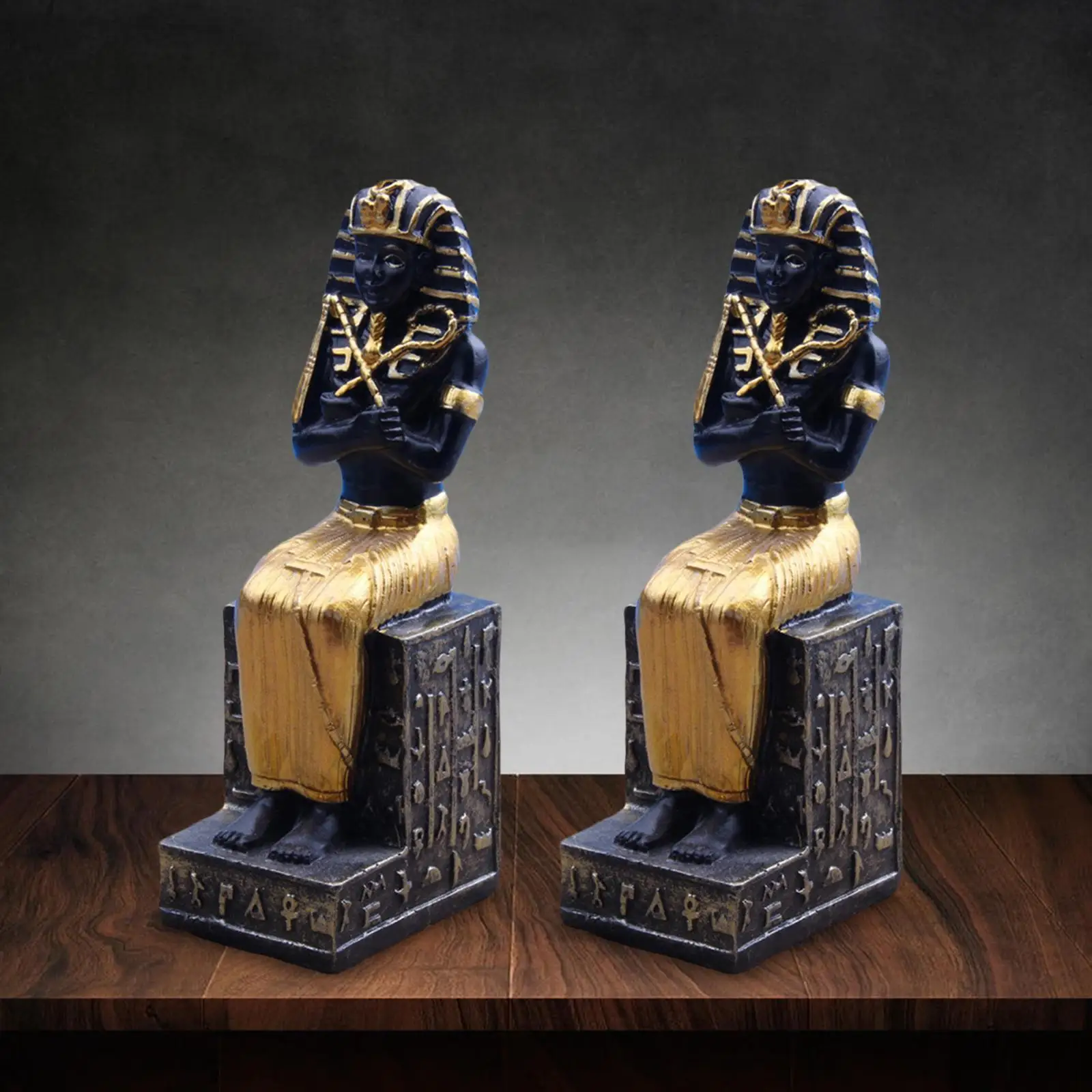 2x Ancient Egyptian Pharaoh Figurines Sculpture Collectible Artware for Home