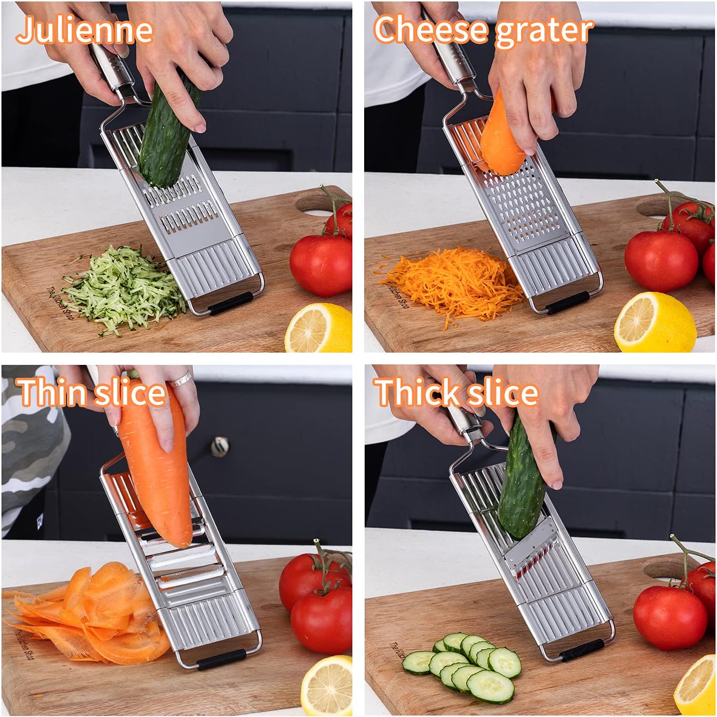 Description Picture 5 of item4 In 1 Vegetable Cutter Manual Stainless Steel Grater Slicer Fruit Carrot Peeler Potato Grater Cheese Shredder Kitchen Tools