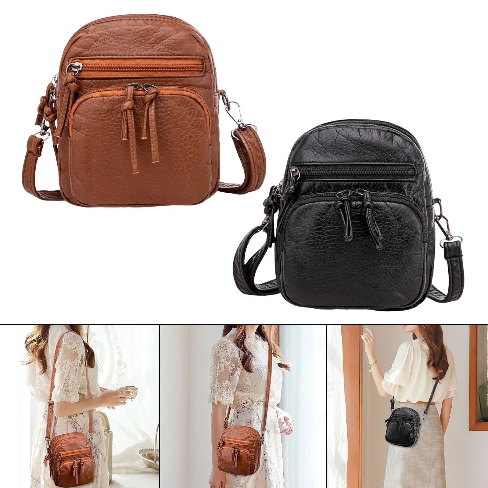 Stylish Soft PU Shoulder Bag Purse Tote Zipper Notebooks Ladies Cute Handbag