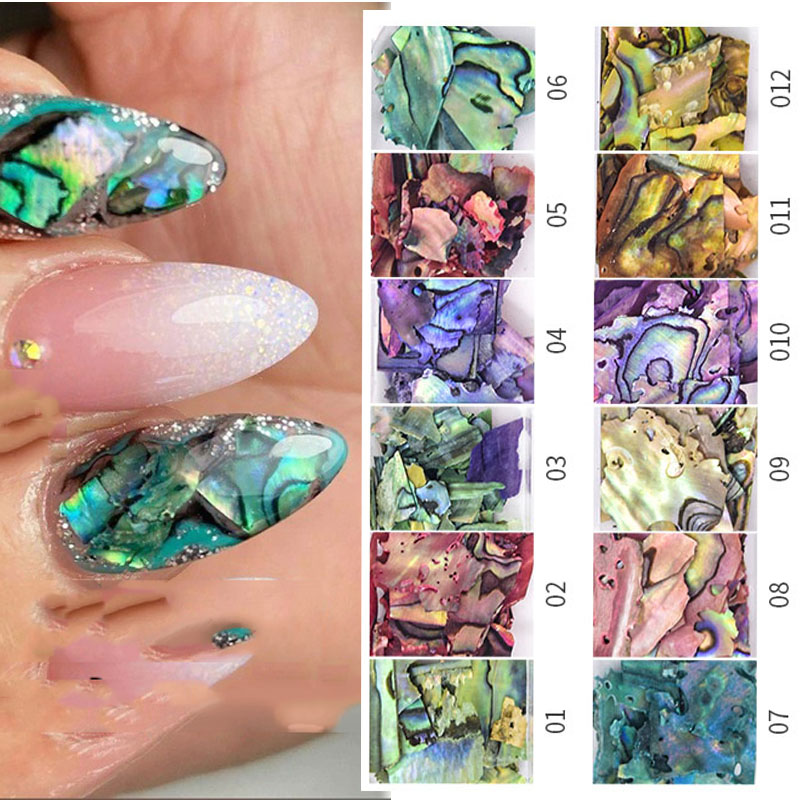 Best of 12 Grid Abalone Shell Flakes For Nail Art Decoration 12 Colors Abalone Seashell Nail Flake Glitter Irregular Abalone Shell, 5t656 Reviews & Tips