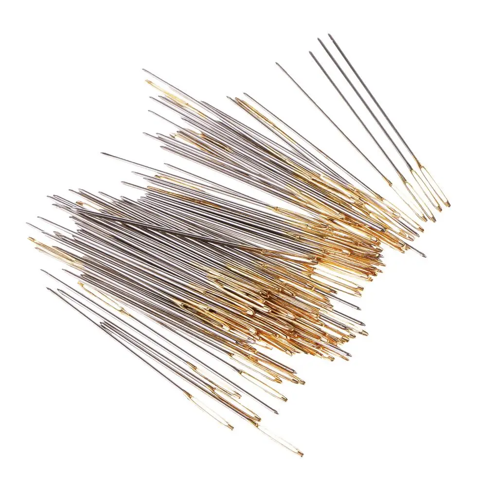 Large-Eye Blunt Needles Yarn Knitting Needles Sewing Needles Cross Stitch Needles Size 26, 100 Pieces, Golden Tail