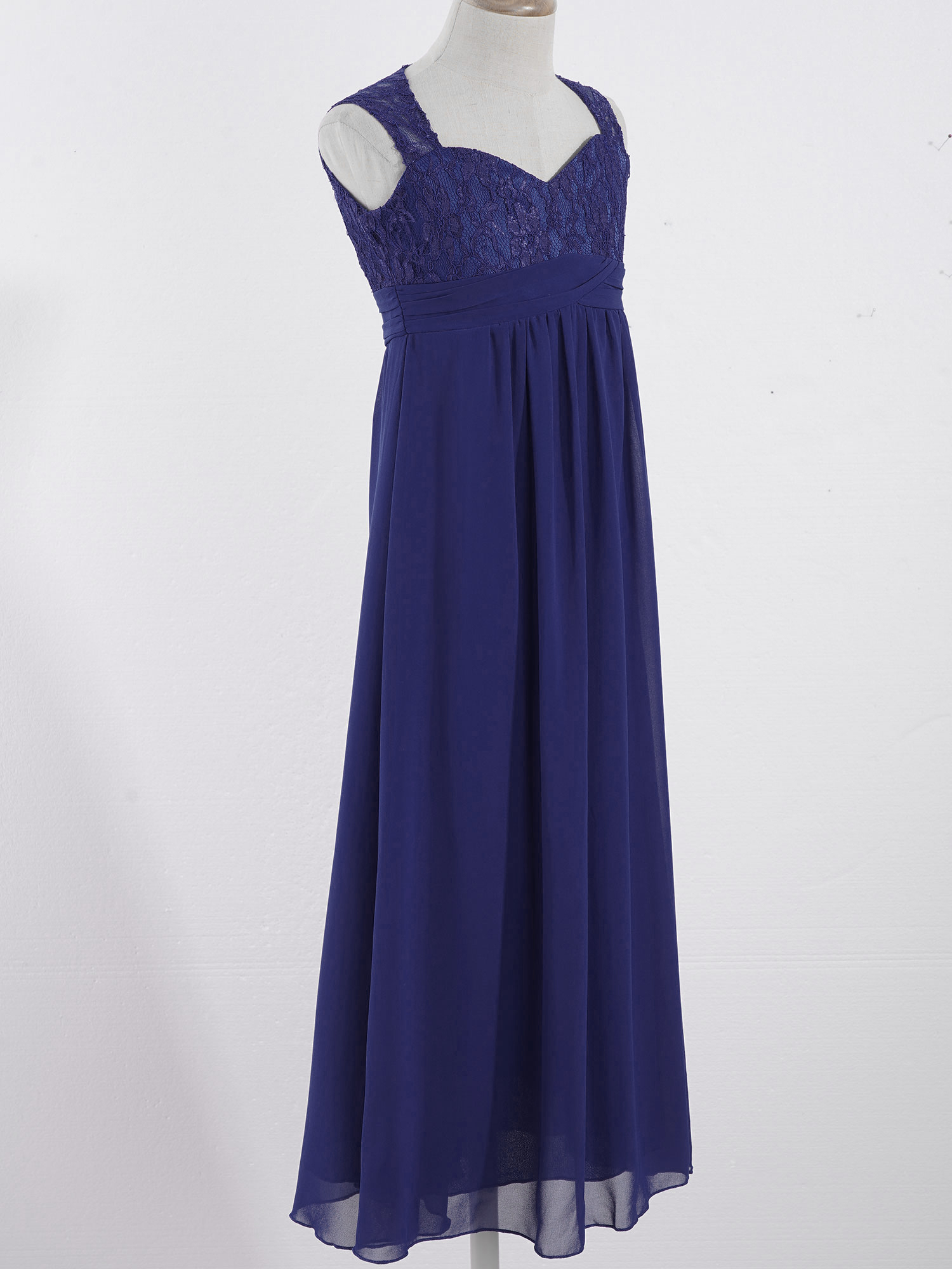 4-16Yrs Mädchen Ärmellosen Chiffon Spitze Party Kleider Blume Mädchen Kleid Pageant Hochzeit Brautjungfer Geburtstag Prinzessin Maxi Kleid – Detail 15