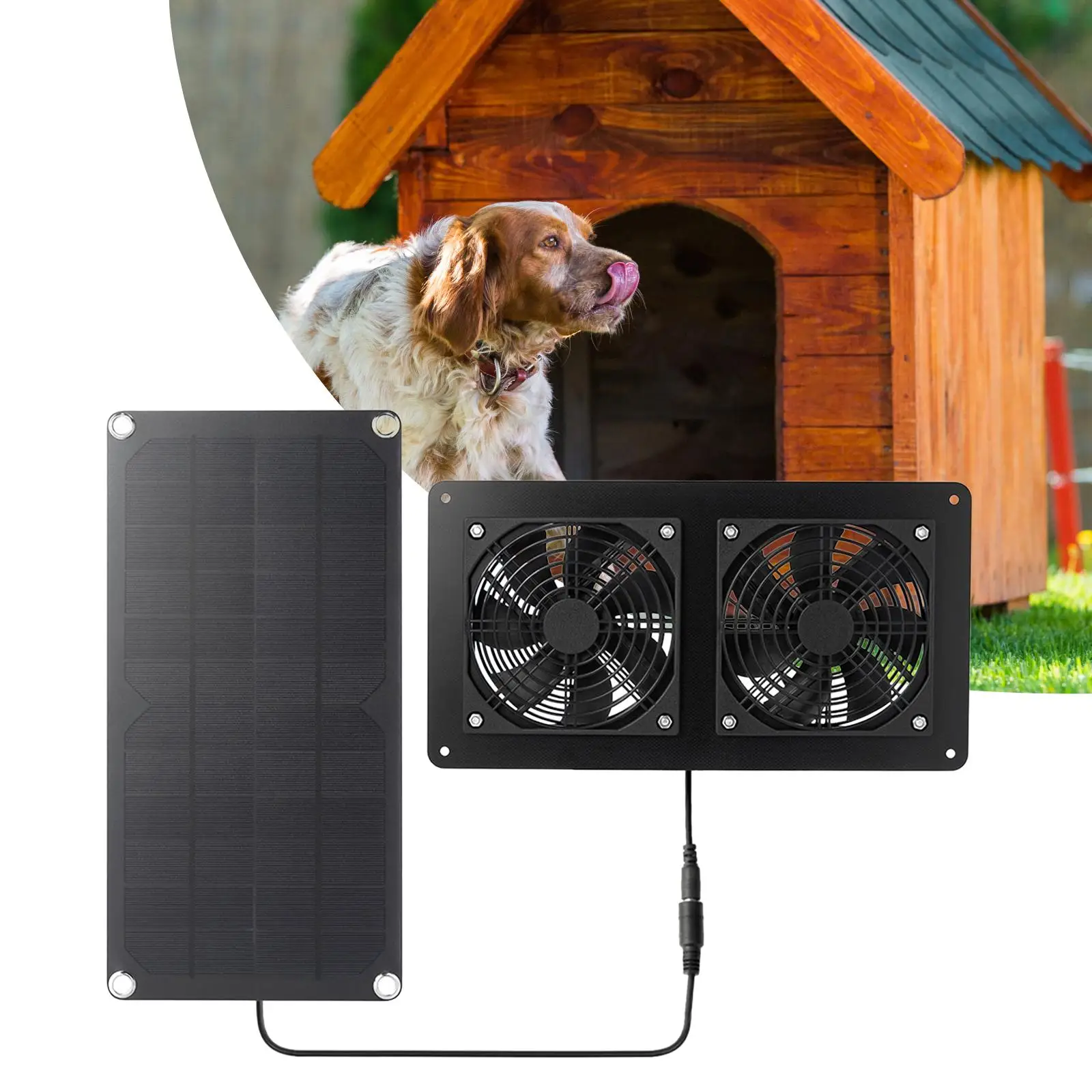 10W 12V Solar Panel Exhaust Fan Set with 150cm Cable Solar Exhaust Fan for Camping Exhaust Outside Chicken Coops Shed Dog House