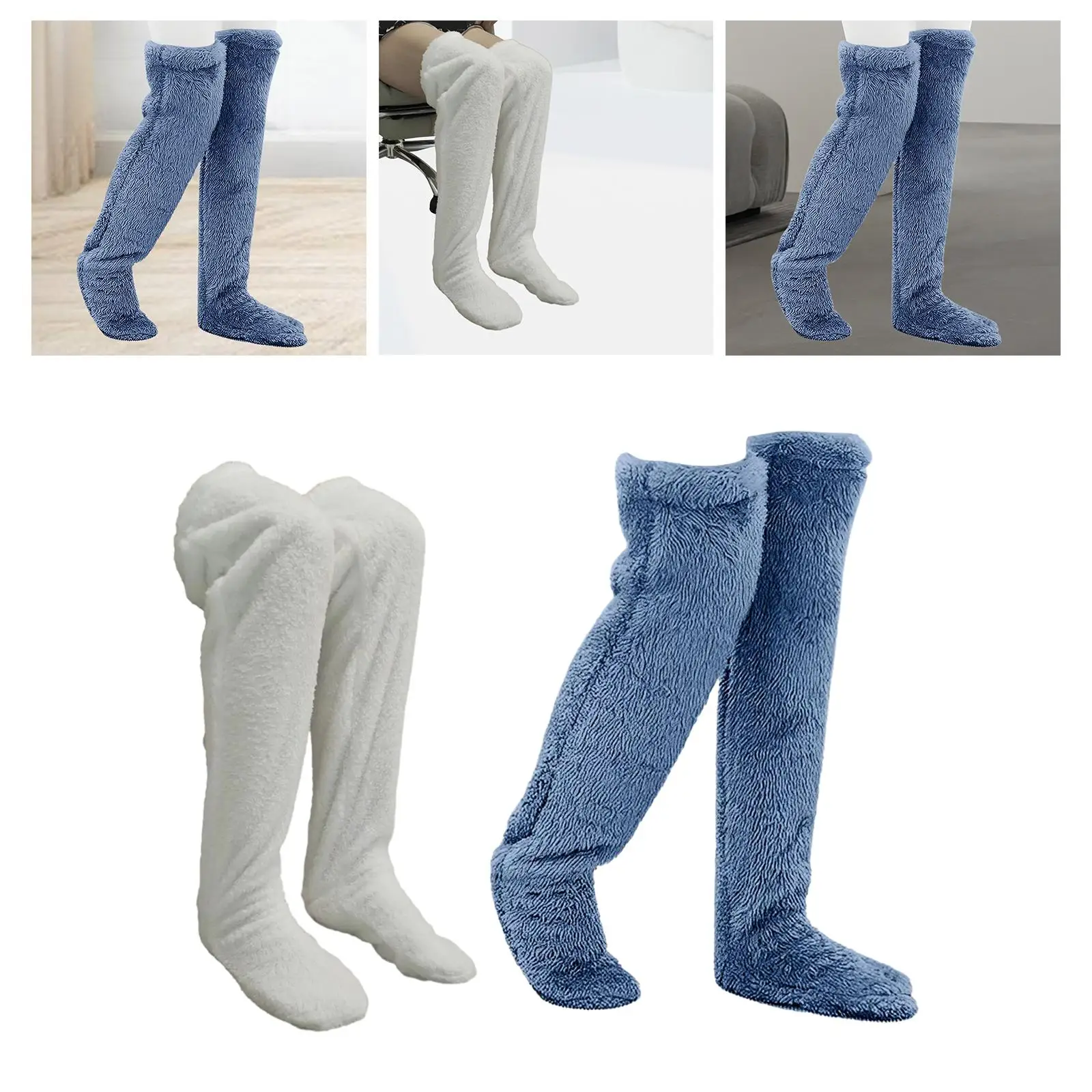 Plush Leg Warmers Long Stocking Winter Home Sleeping Socks Thigh High Socks over Knee Fuzzy Socks for Home Bedroom Apartment