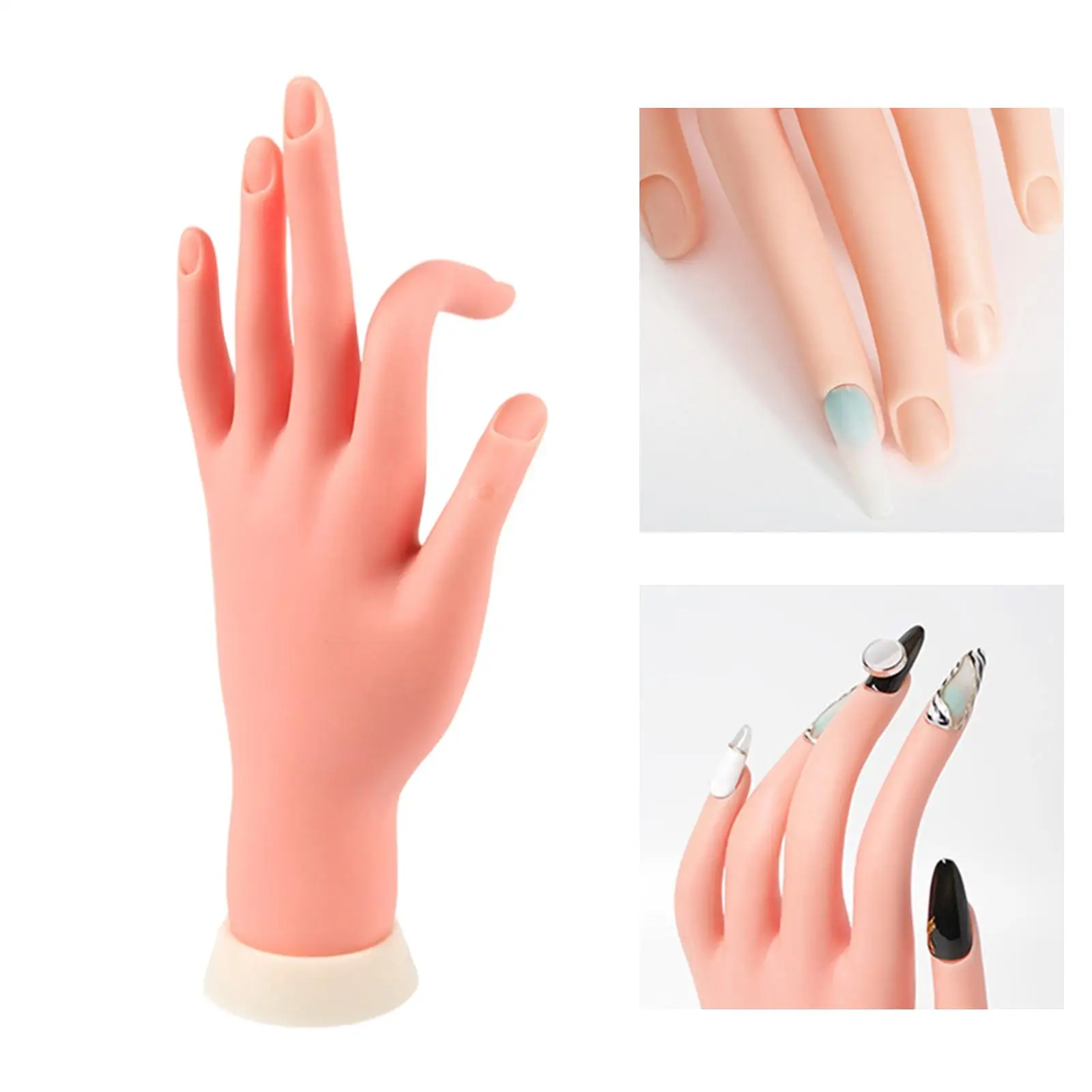 Nail Training Hand Manicure Practice DIY Nail Display for Beginner Nail Practice Hand Kits Nails Tool Soft Hand Training Model