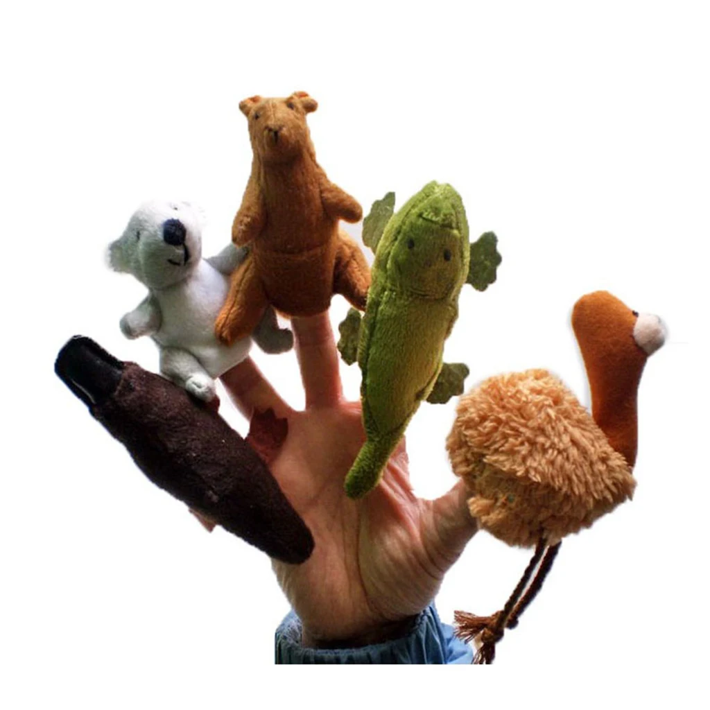5x Australian Animal Finger Puppets Children Plush Toys Koala ... Emu