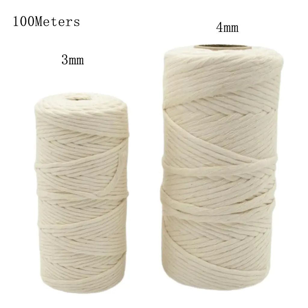  Natural Beige Cotton Twisted Cord Rope Artisan Macrame String DIY Crafts