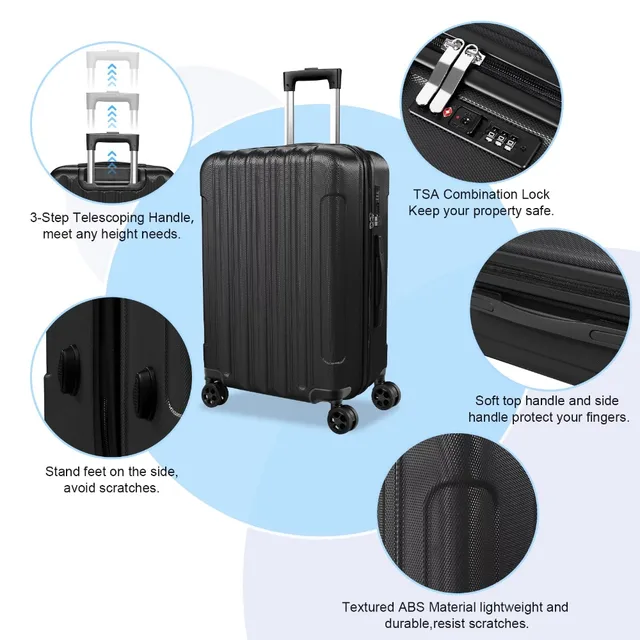 4 Piece Set Luggage Suitcase Spinner Hardshell Lightweight Tsa Lock - China  ABS Luggage Set and Trolley Luggage price