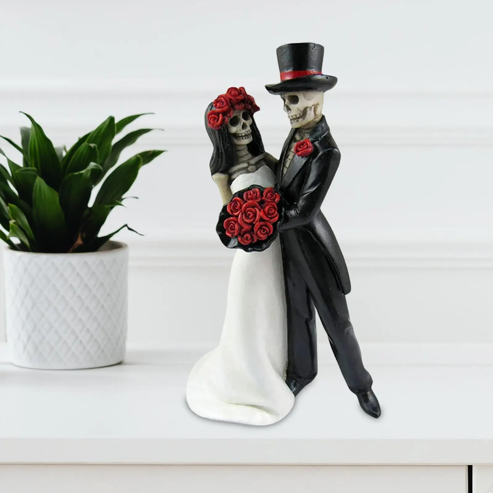 Resin Skeleton couple Skull Ornaments Art Figurine bride Crafts Collectible for Yard Birthday Living Room Home Decor Garden