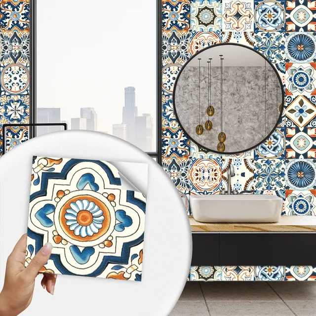 30x30cm Moroccan Style Wall Tile Sticker Self Adhesive Old Tile Renovation  Wallpaper Kitchen Bathroom Floor Sticker Home Decor - Tile Stickers -  AliExpress
