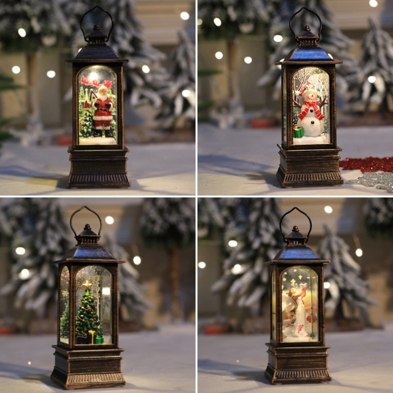Weihnachten Glitzernde Laterne Handheld LED Nacht Licht Öl Lampe Hause Dekoration B03E – Detail 5