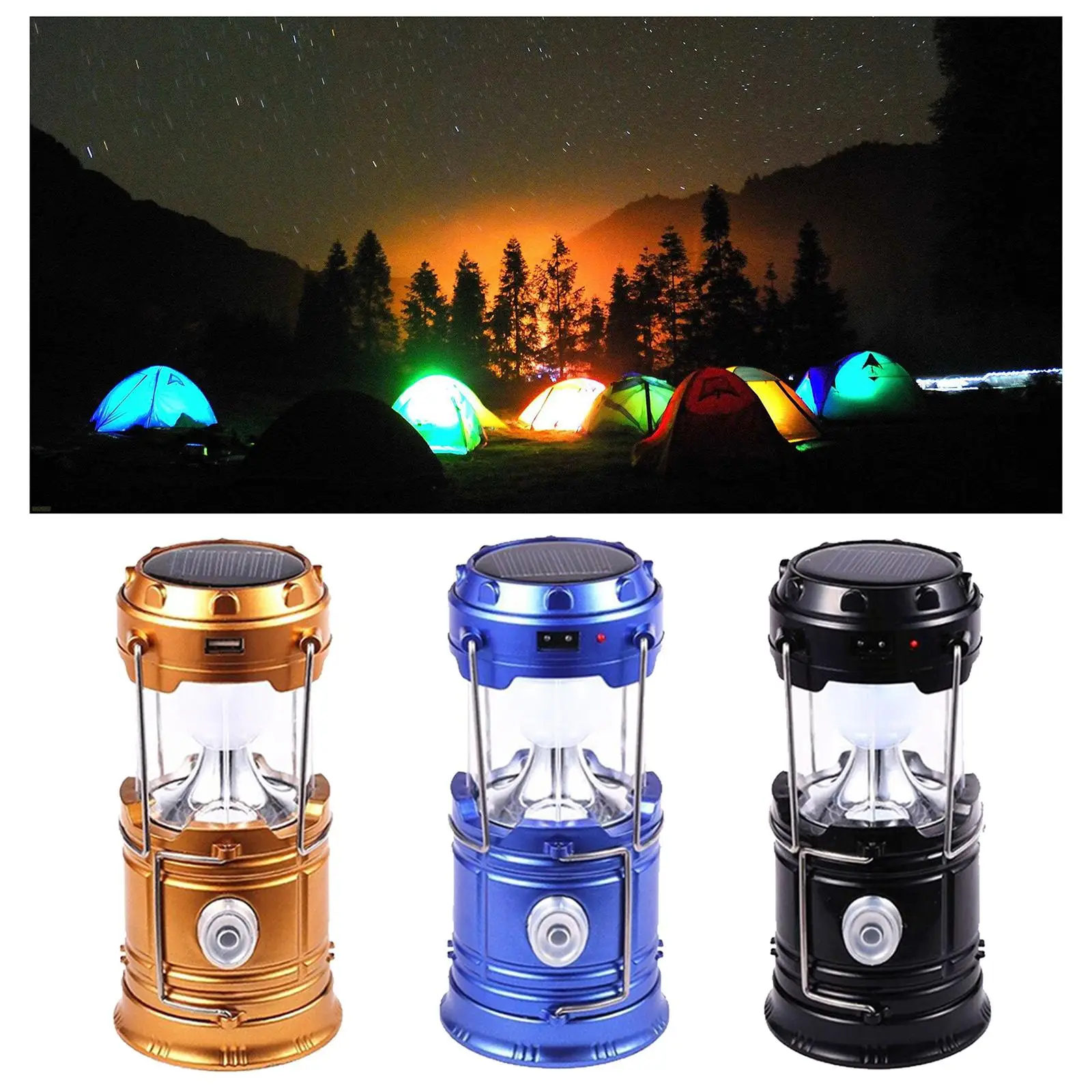 Camping Lantern, Solar Powered Waterproof Tent Light, Perfect Lantern Flashlight for  Hiking Fishing And More