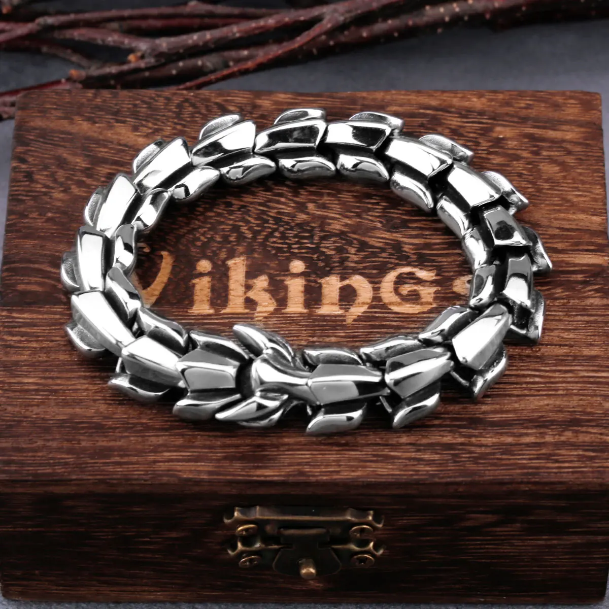 Bracelet viking en Argent dragon Nidhögg
