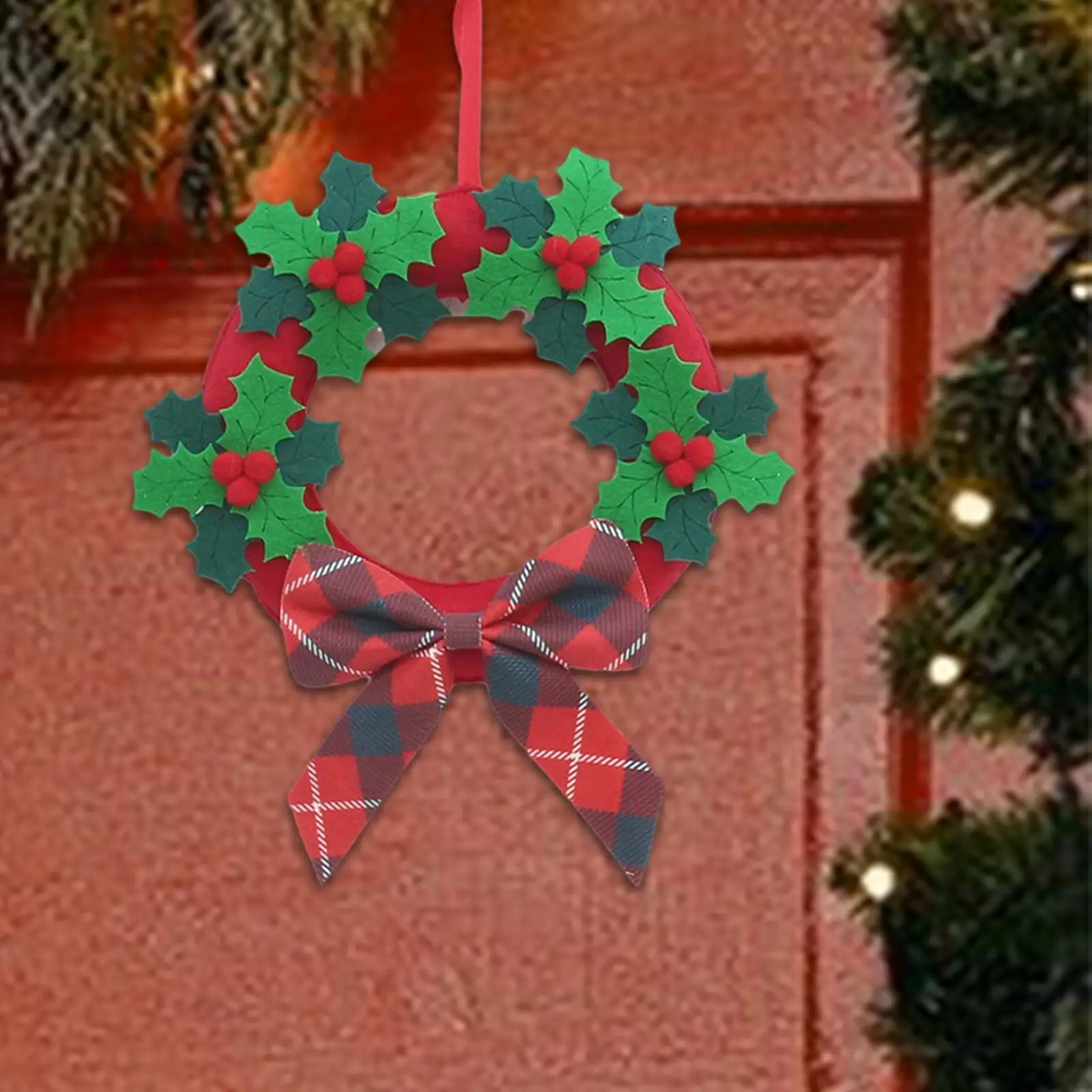 Artificial Christmas Wreath Front Door Wreath,Felt Cloth Durable Christmas Tree Decoration Christmas Decoration for Farmhouse