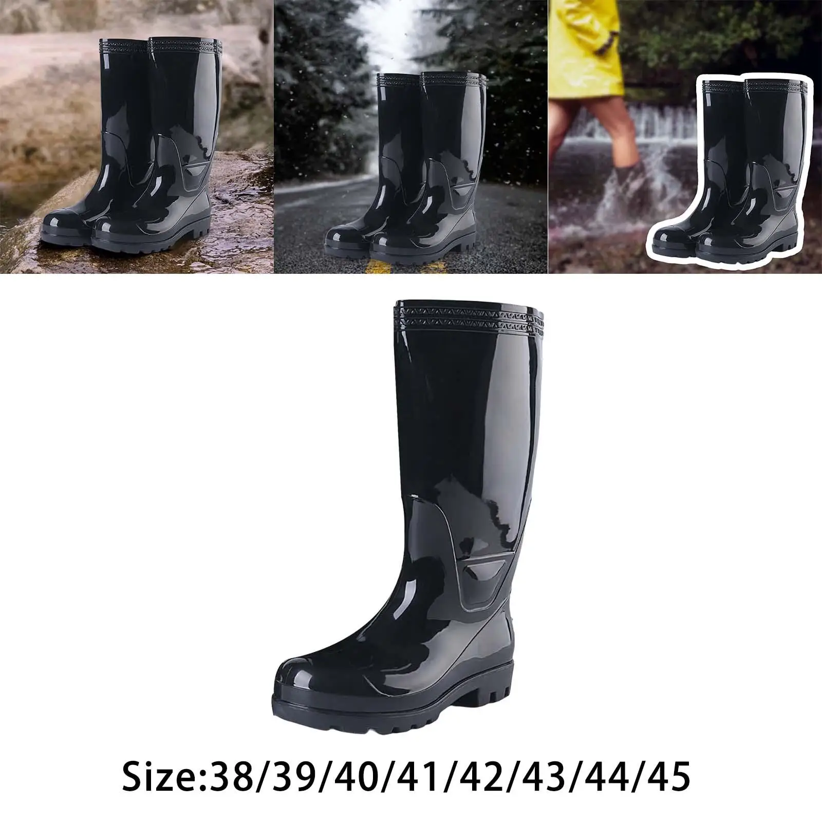 Rain Boots Steel Toe Rubber Boots for Men Anti Slip Knee High Boot Protective Footwear for Gardening Farming Industrial Working