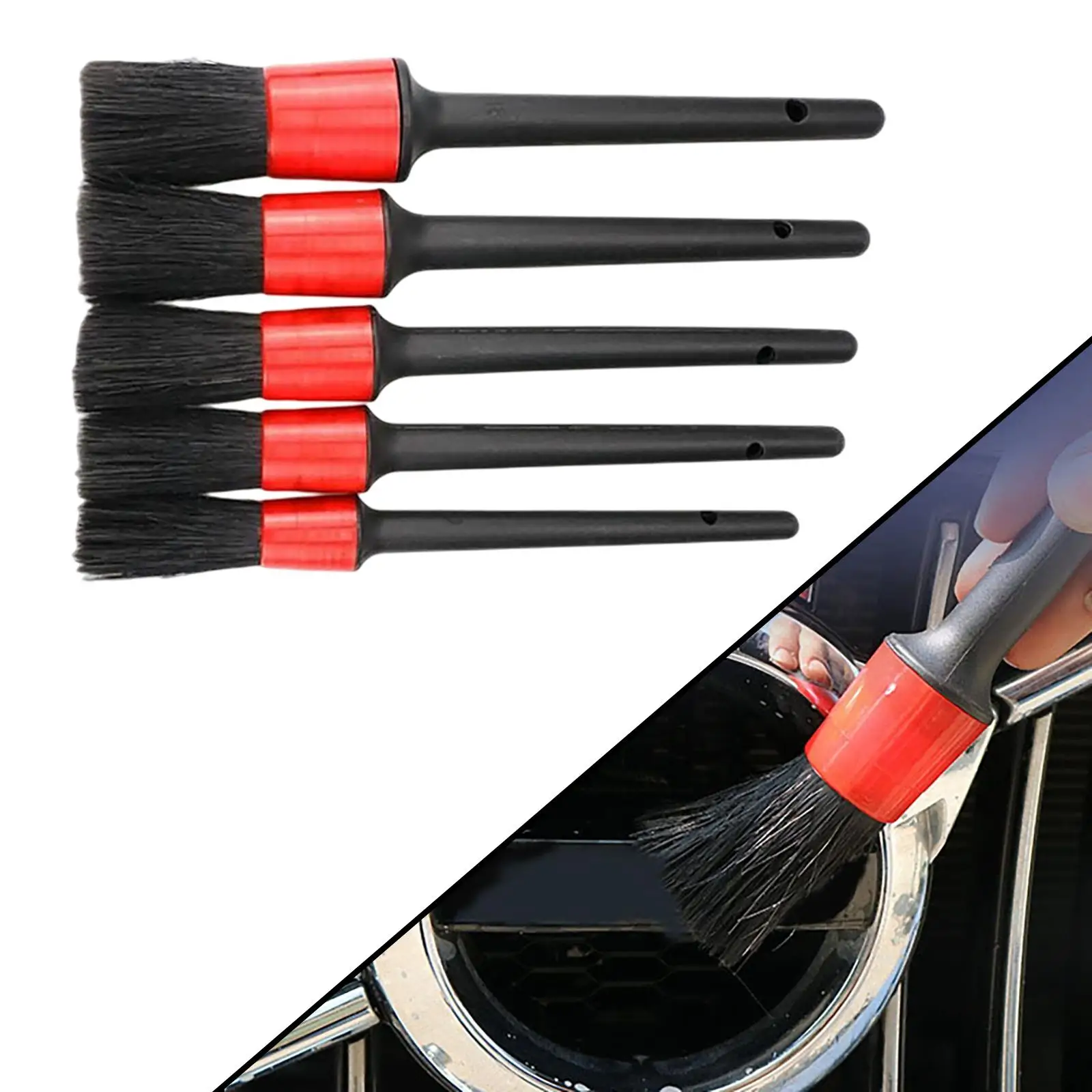 5 Pieces Detailing Brush Kit Tools for Car Cleaning Wheel Air Outlet
