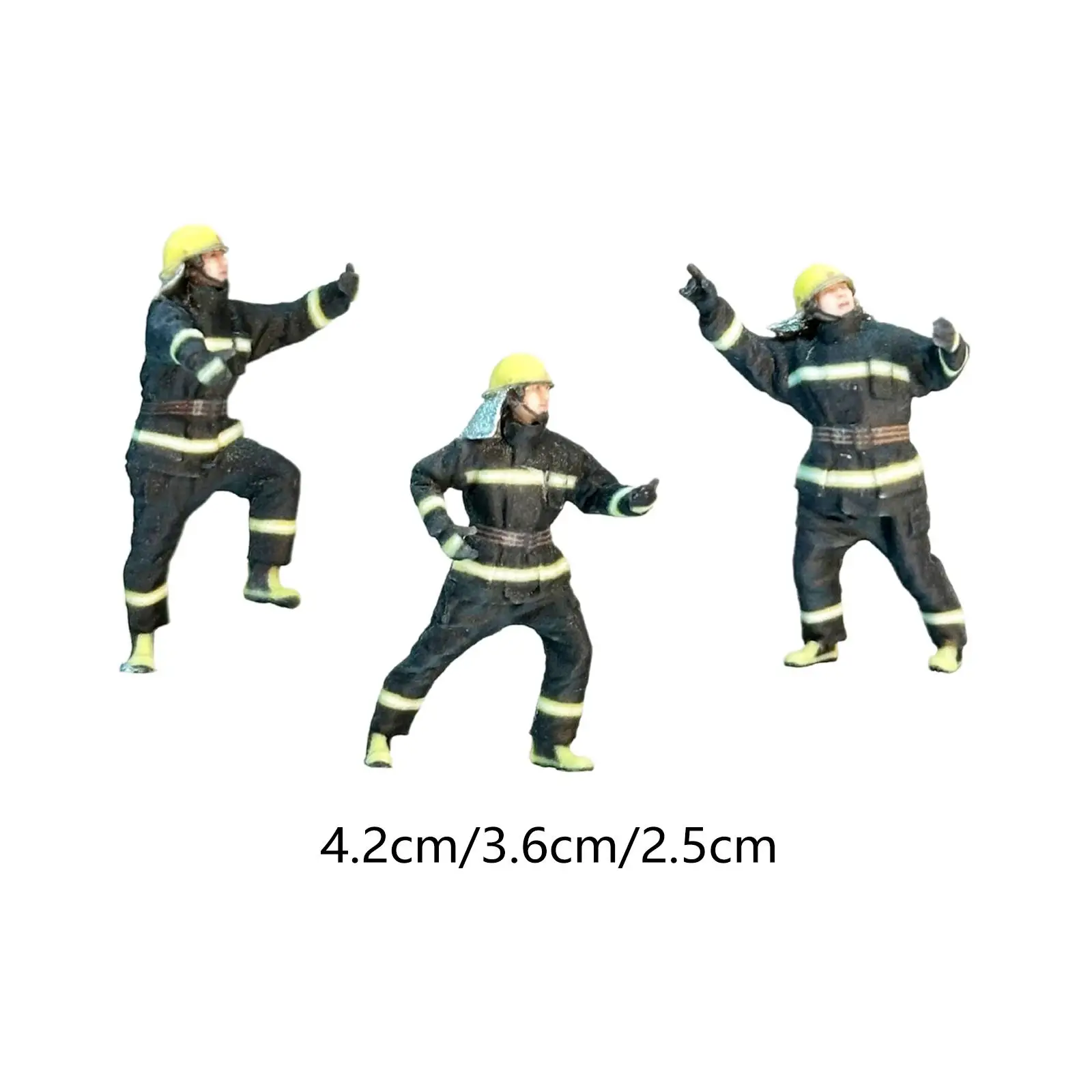 3Pcs Fire Alarm Man Figures Tiny Firefighter People Figurine for DIY Scene