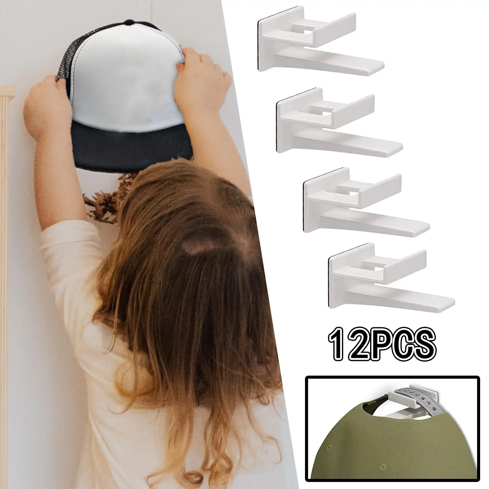 12 Pieces Baseball Caps Hangers Hat Hooks for Wall Mounted Wall Mount Hat Organizer for Office