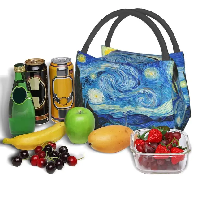 Van Gogh Starry Sky Oil Painting Lunch Bag Bolsa termica Fresh Insulation  Coler Handbags Oxford Waterproof Leisure Art Tote Bags - AliExpress