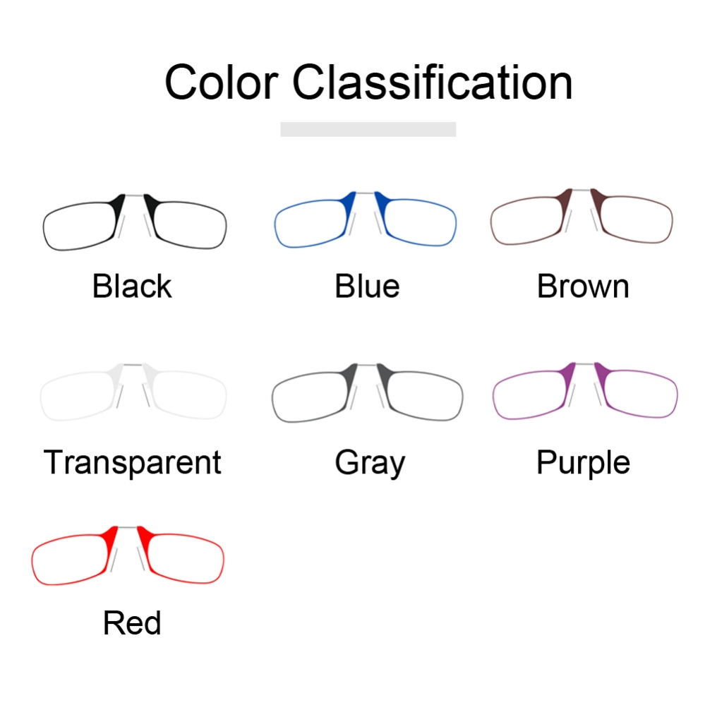 Clip Nose Reading Glasses for Men Eyeglasses Without Temples Eyeglasses for Women Fashion Magnifying Glasses Clear Frame Black