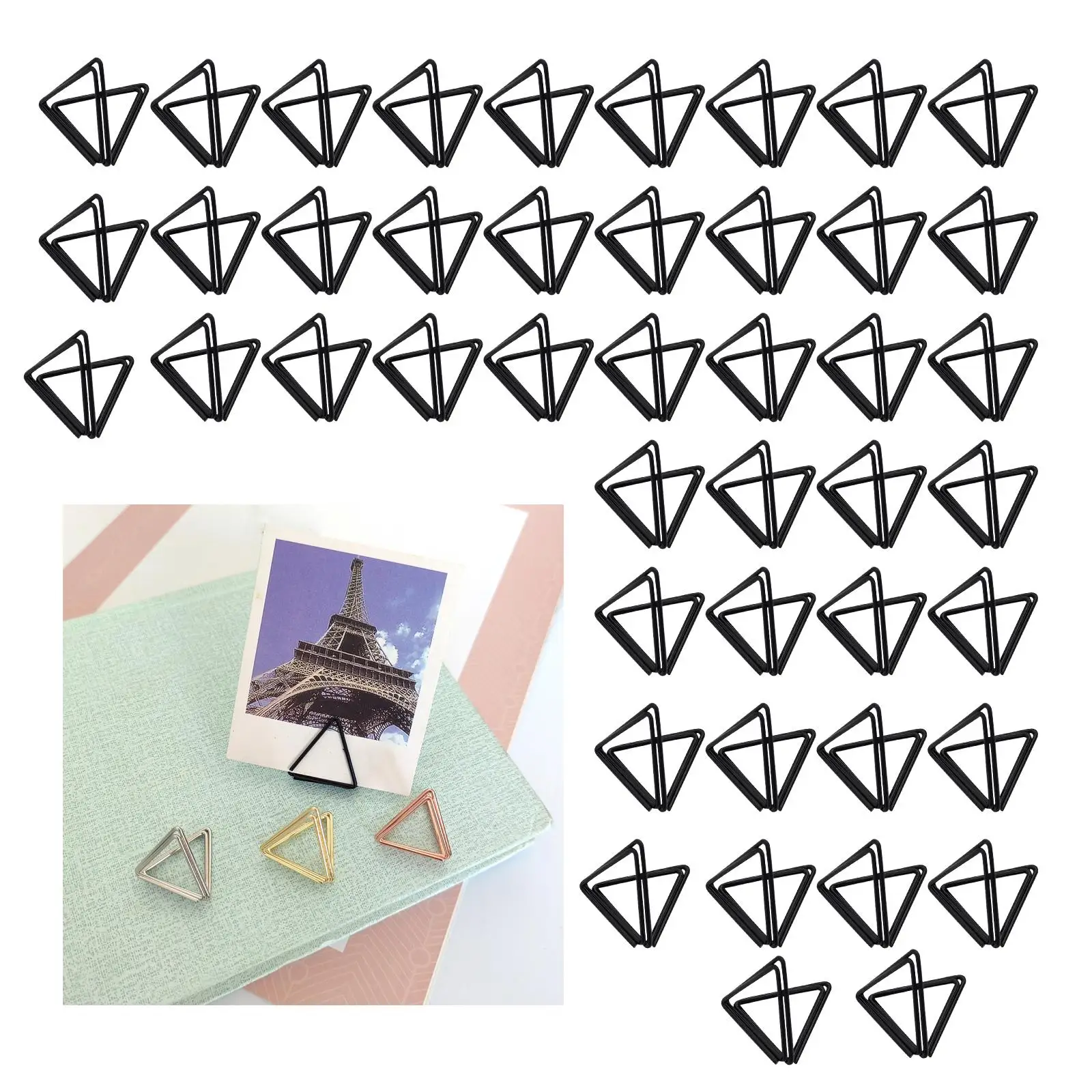 45Pcs Table Card Holders, Triangle Shape Wedding Table Number Holders, Photo Holder Pictures Stand Clips