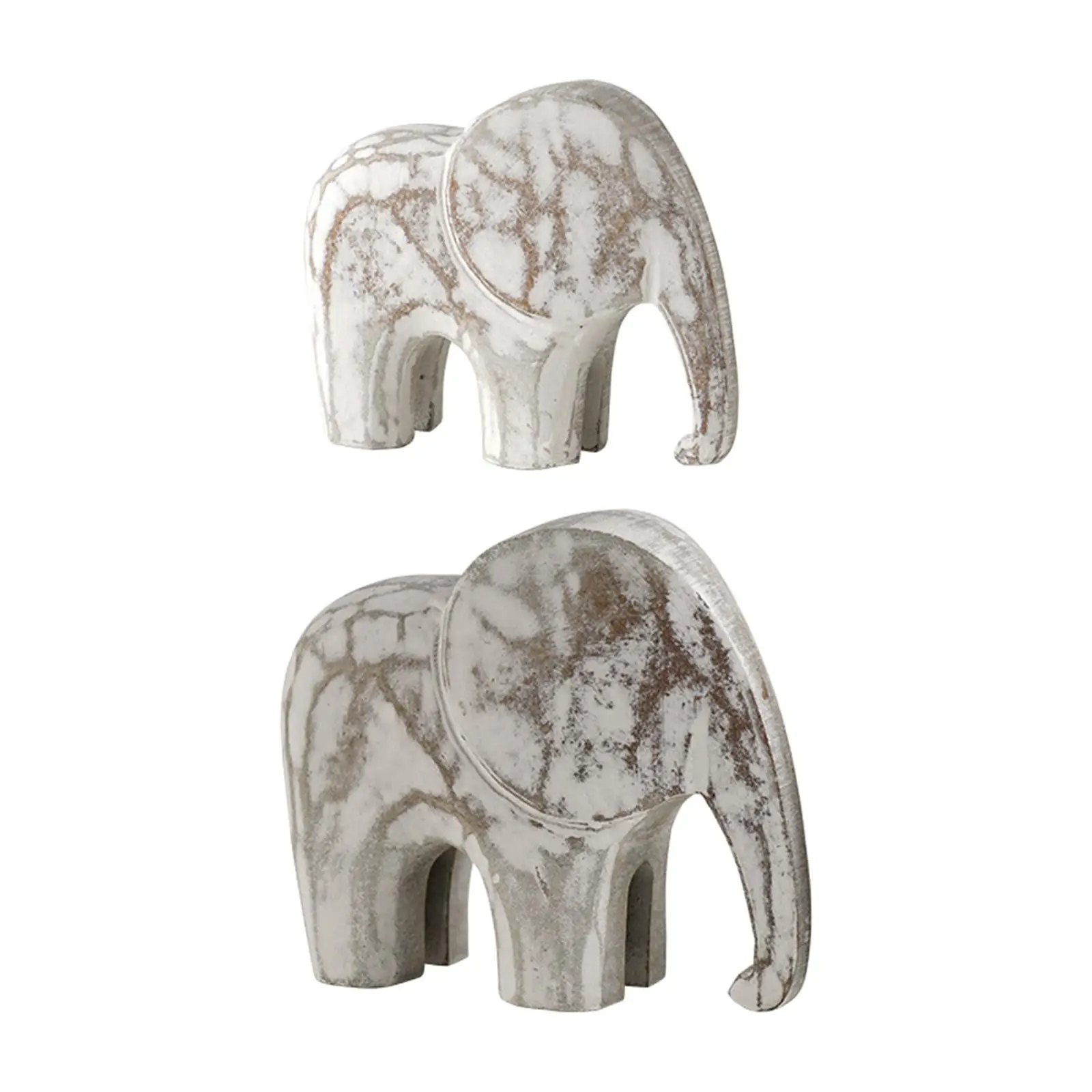 Handmade Elephant Statue Art Craft Animal Ornament Furnishing 1Pair for Bookshelf Office Desktop Home Living Room Decorative