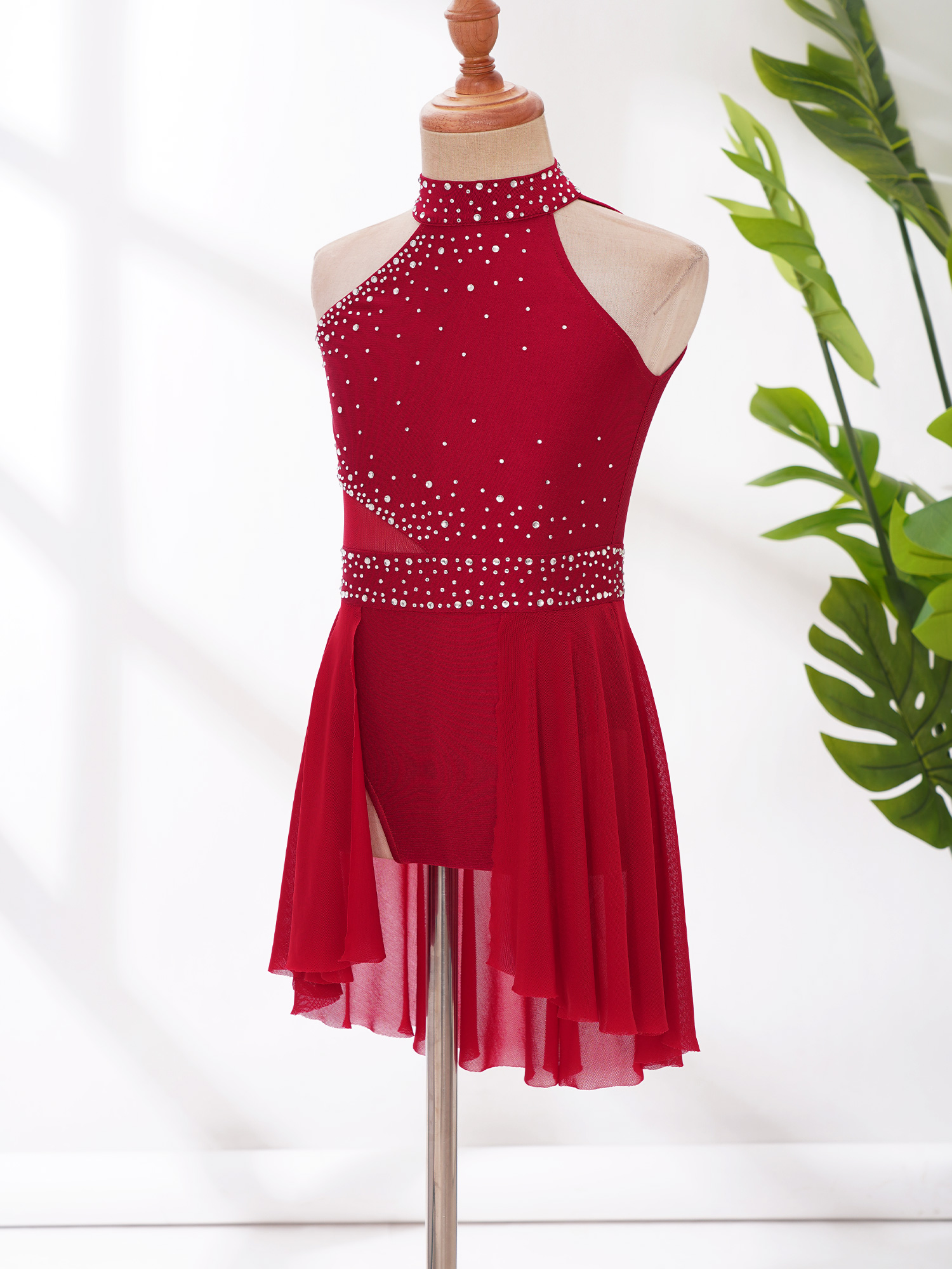 Kinder Mädchen Lyrical Dance Ballett Trikot Tutu Kleid Ärmellose Strass Eiskunstlauf Gymnastik Bühne Kostüm Tanz Tragen – Detail 31