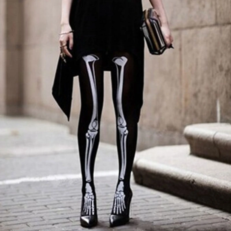 Mode panty sexy skelet kousen halloween schedel botten zwarte voor vrouwen jonge meisjes f3md - AliExpress