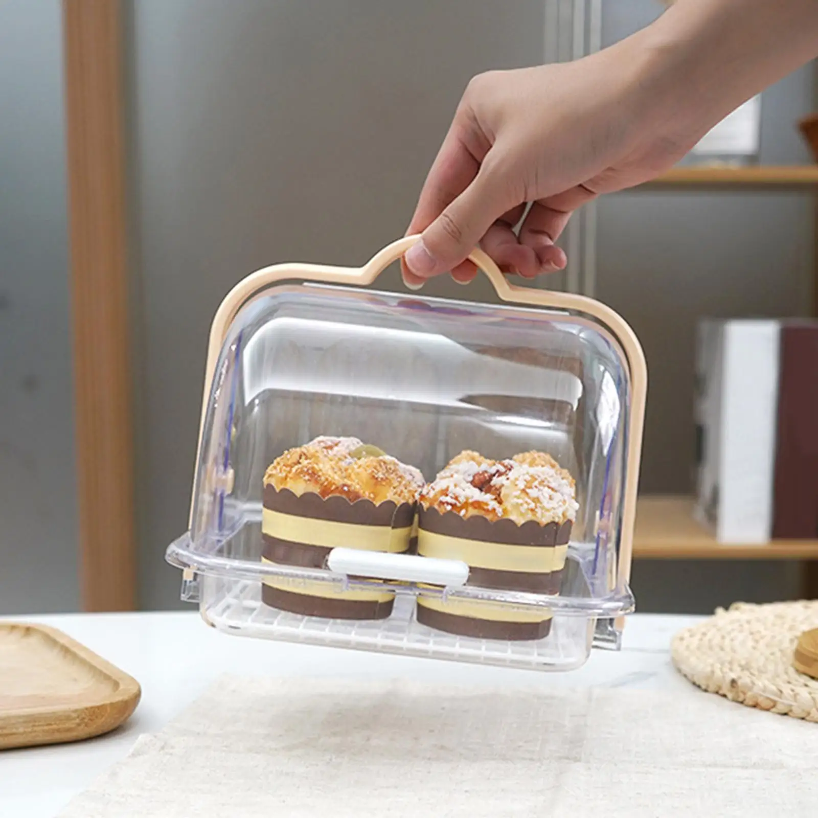 Pie Storage Platter Tray Dustproof L8.39``xw8.39``xh7.09`` Cake Storage Container for Party Camping Fruits Vegetables Kitchen