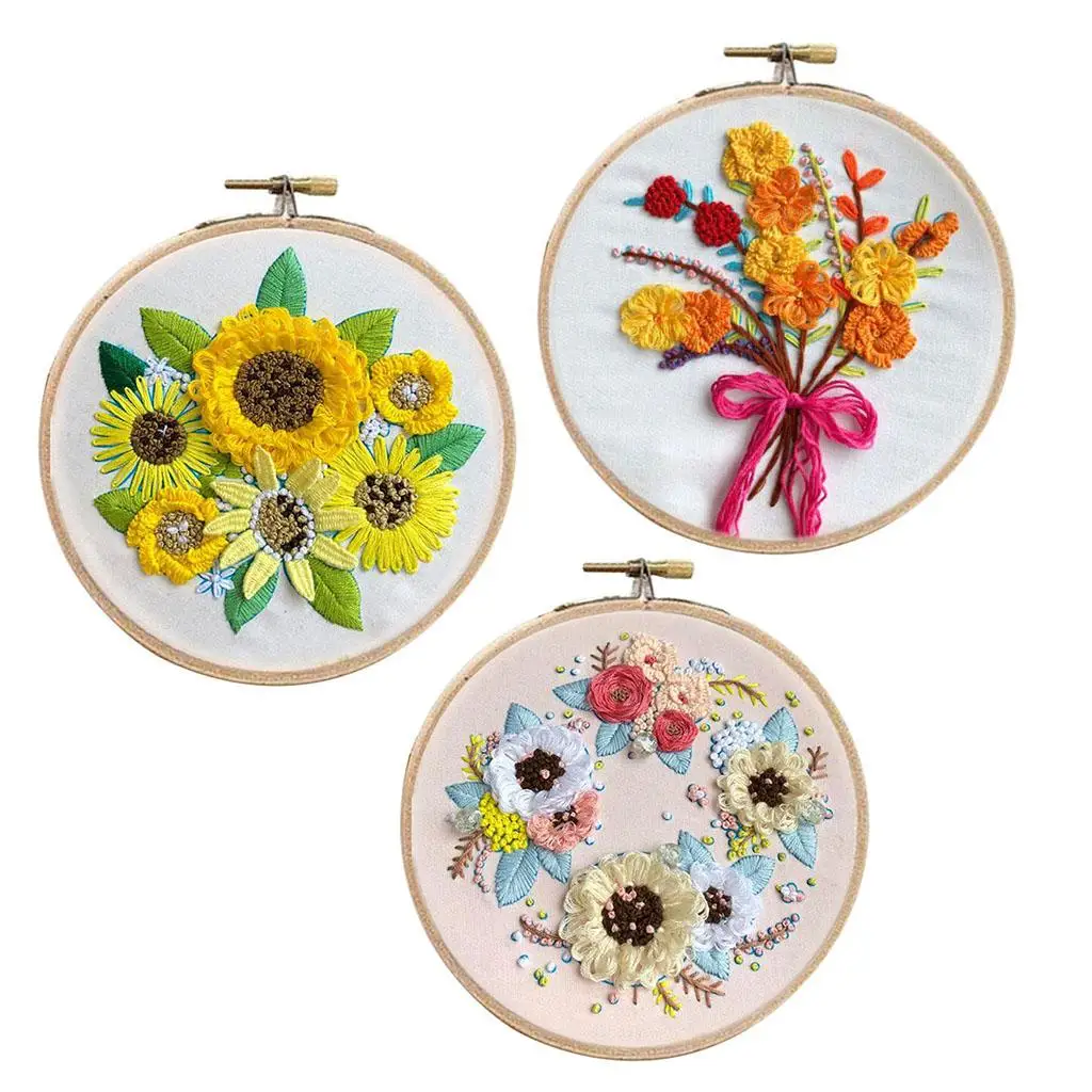 Embroidery Starter Kit with Flower Pattern DIY  Stitch Crafts