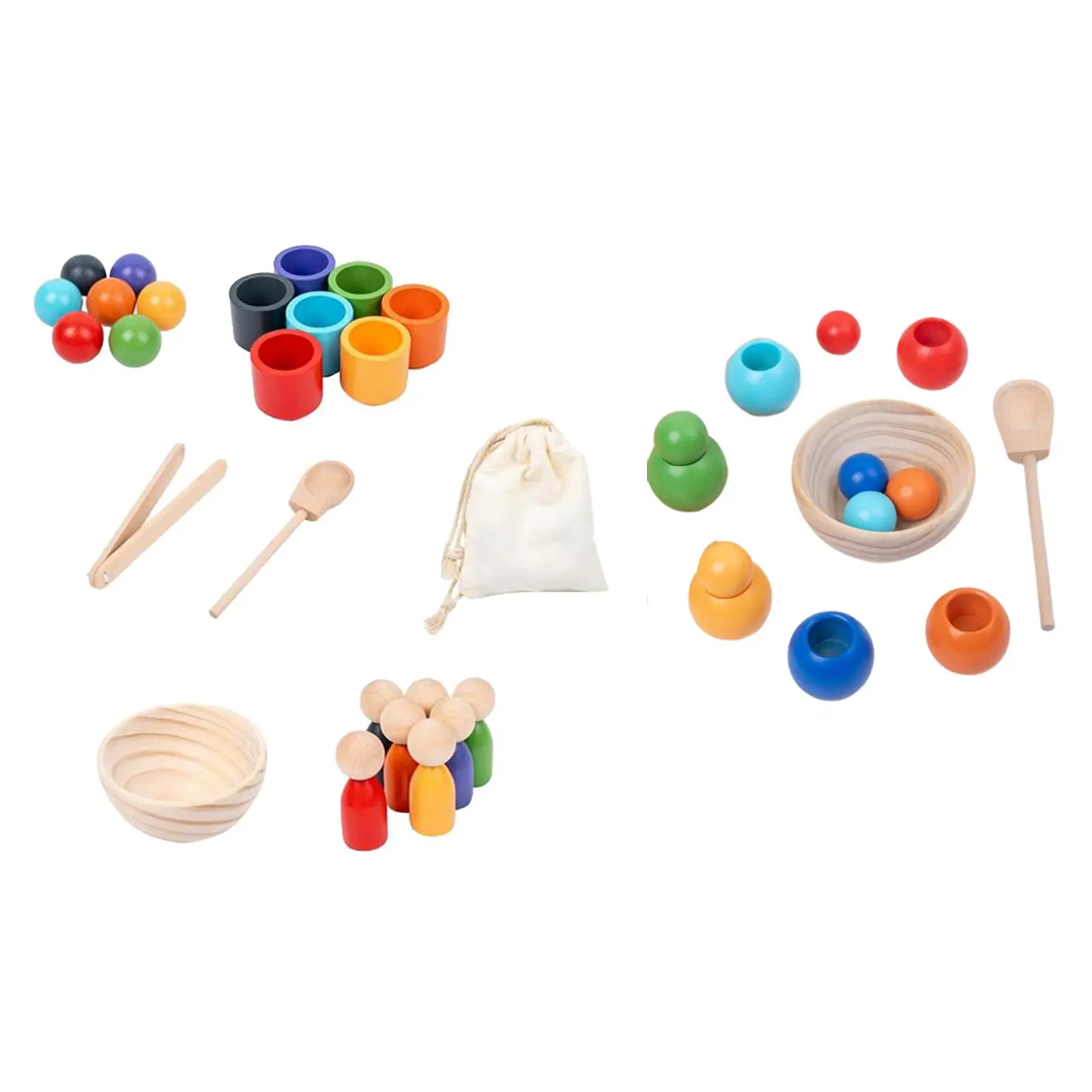 Balls in Cups Montessori Toy Preschool Sensory Toys Wooden Toy for Toddlers Baby Fine Motor Board Game Color Classification