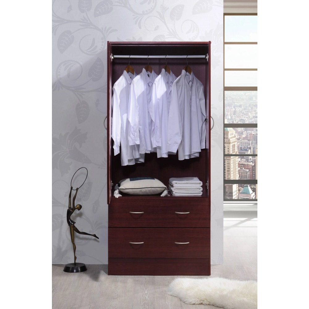 Title 2, Hodedah Two Door Wardrobe with Two Drawers and ...