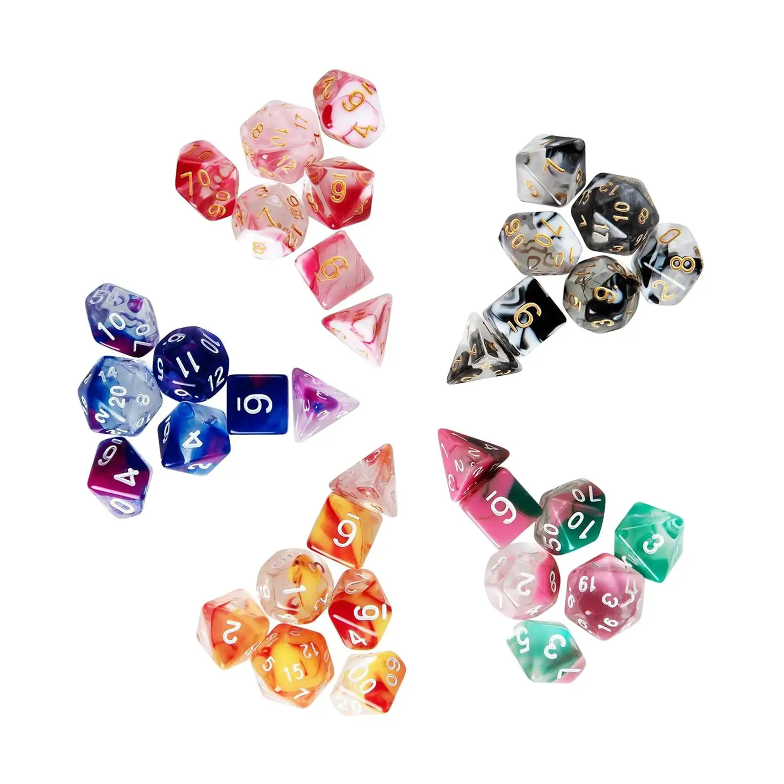 35x Acrylic Polyhedral Dices Set D4-D20 Party Toys for MTG Role Playing Board Game Classroom Accessories Math Teaching