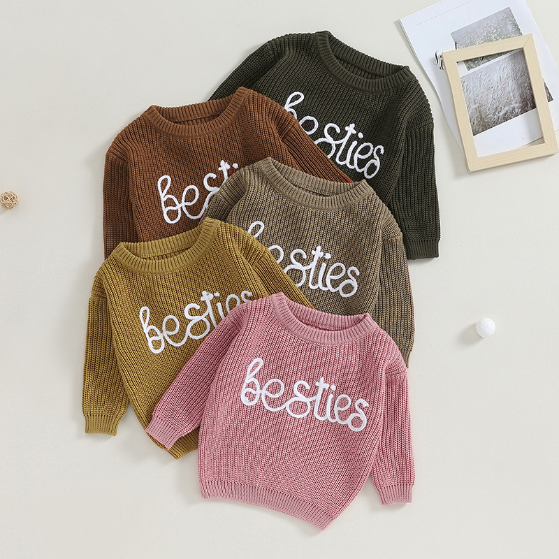 Focus norm 5 Farben Herbst Winter Kleinkind Baby Mädchen Strick pullover Langarm Brief Stickerei Pullover Strickwaren Outwear 0-24m – Detail 9