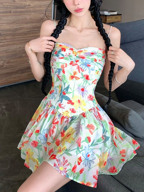 Y2K Cut Out Dress for Women Sexy Floral Backless Sleeveless Short Dress  2023 Swing Summer Sundress TIKTOK Trendy Clothes (Blue, S) at  Women's  Clothing store