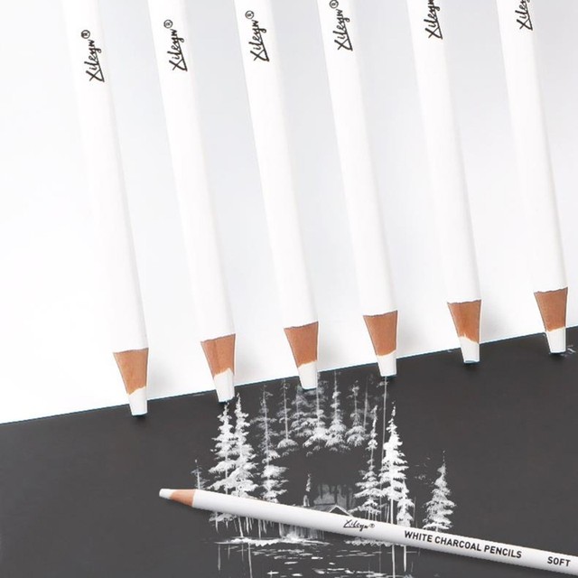 Kit De 6 Crayons Blancs Pour Dessin Et Surbrillance - Crayon Gomme Pour Artistes - Ombrage Et Détails