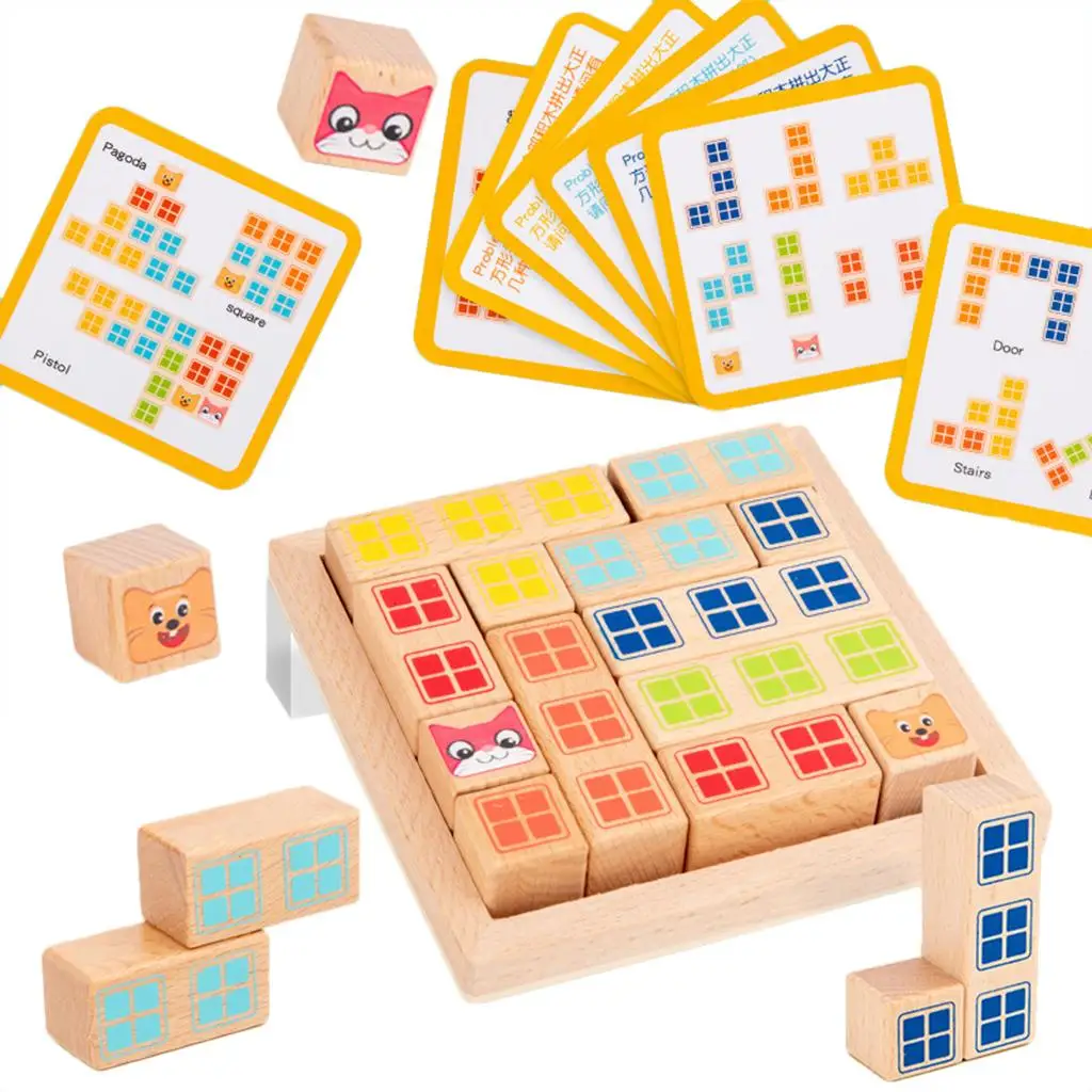 Wood Education Building Block Pass Through Logic Game Board Game Toy Gifts