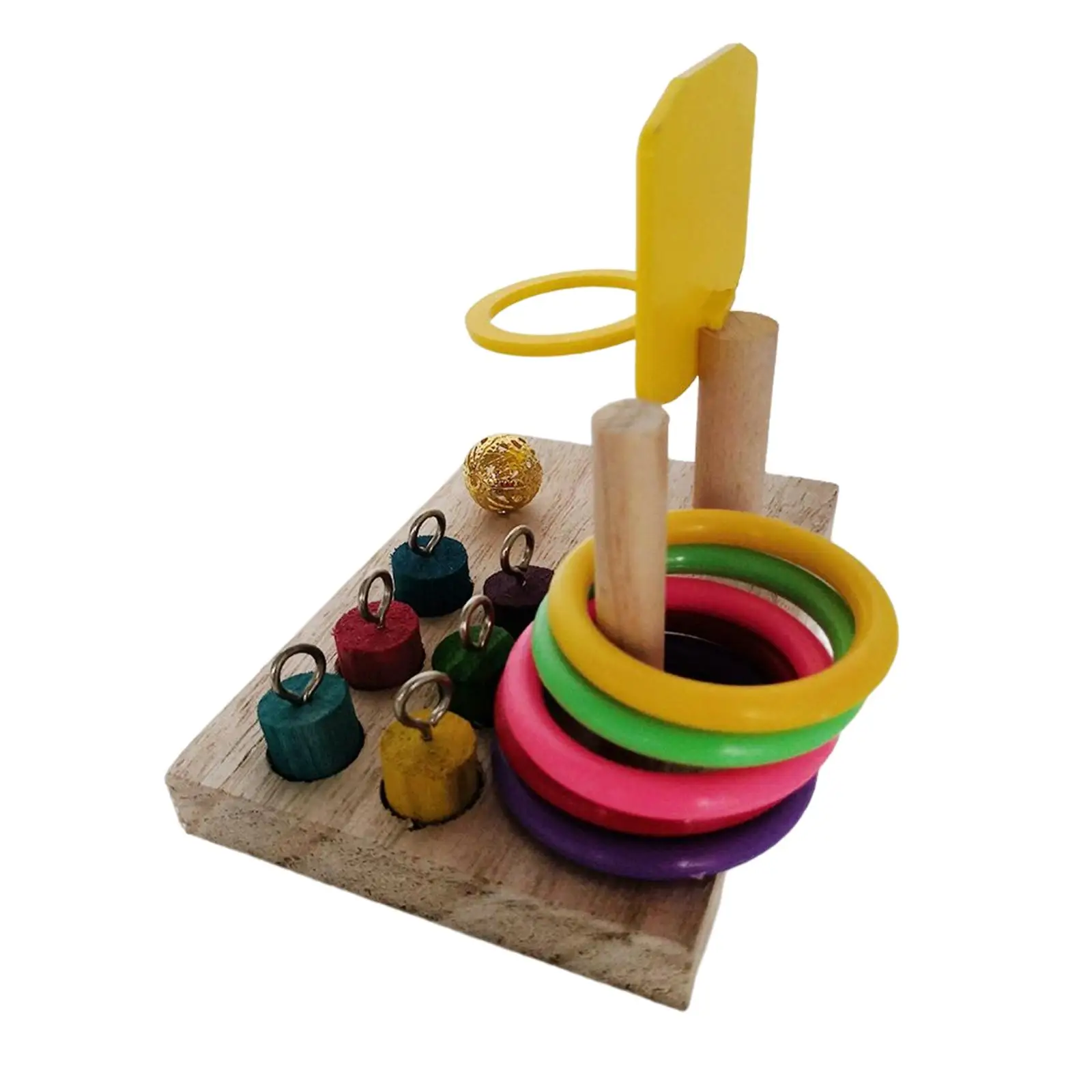 Wooden Parrot Intelligence Toy Bird Perch Stacking Rings Birds Chewing Toys for Macaws Finches Budgie Cockatiels Parrots