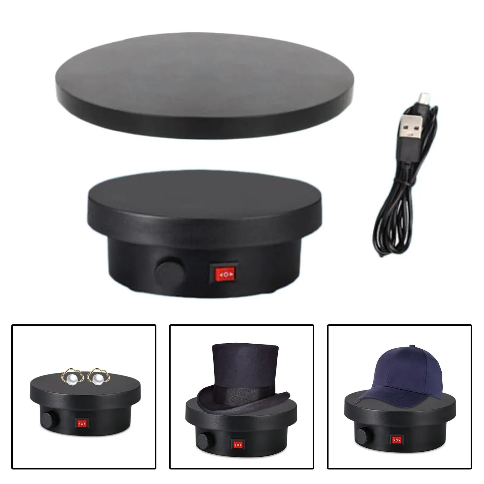Electric  Rotating Display Stand, Adjustable  Round Show Holder for Photography Shop Display Digital Product Cakes Showscase
