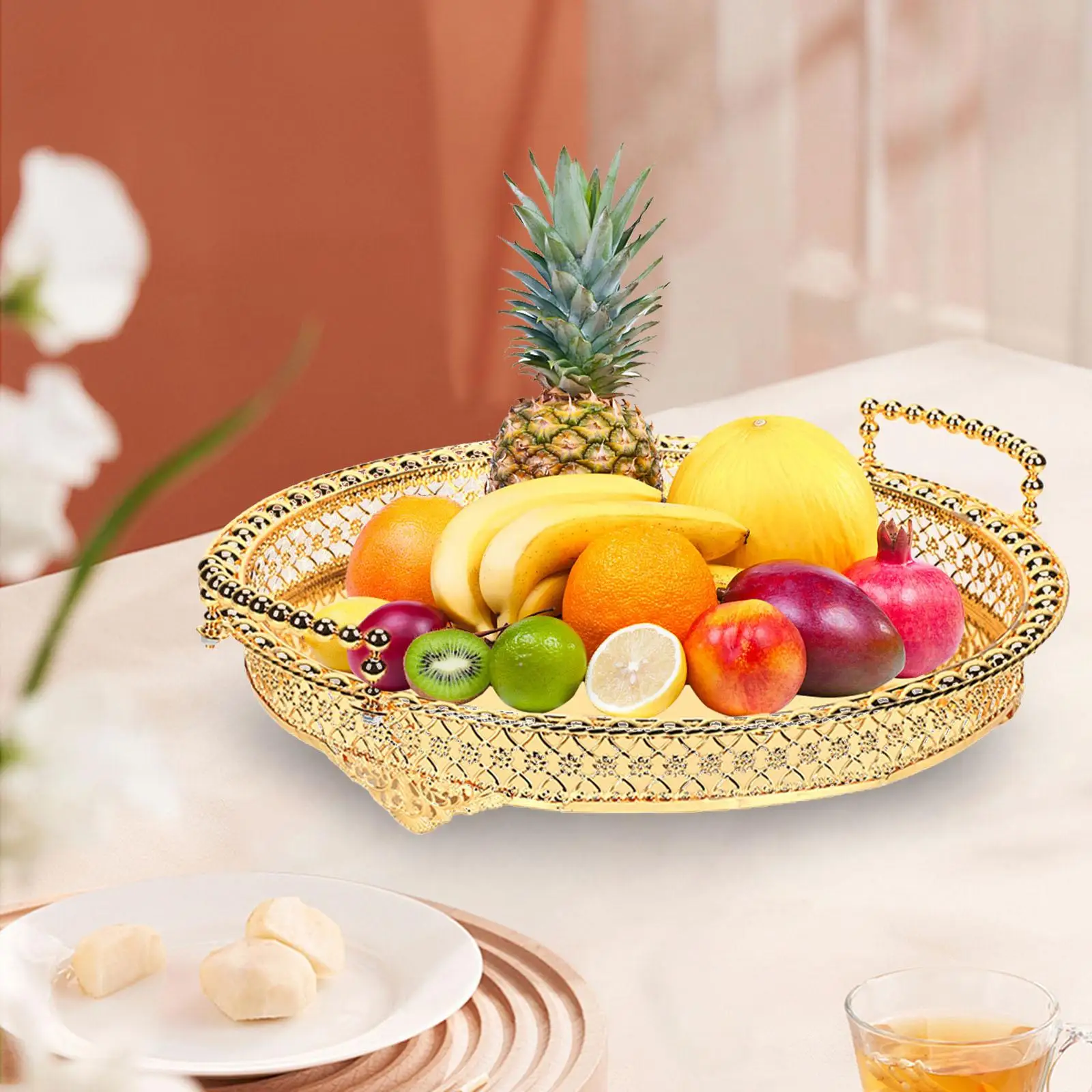Serving Tray Iron Serving Dish Fruit Plate for Restaurant Bathroom Birthday