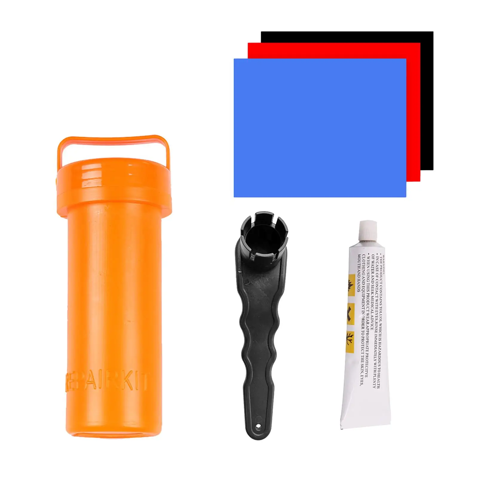 Portable PVC Repair Patch Glue Durable  Inflatable Boat Kayak Wrench Rubber Raft Swim  with Storage Bucket