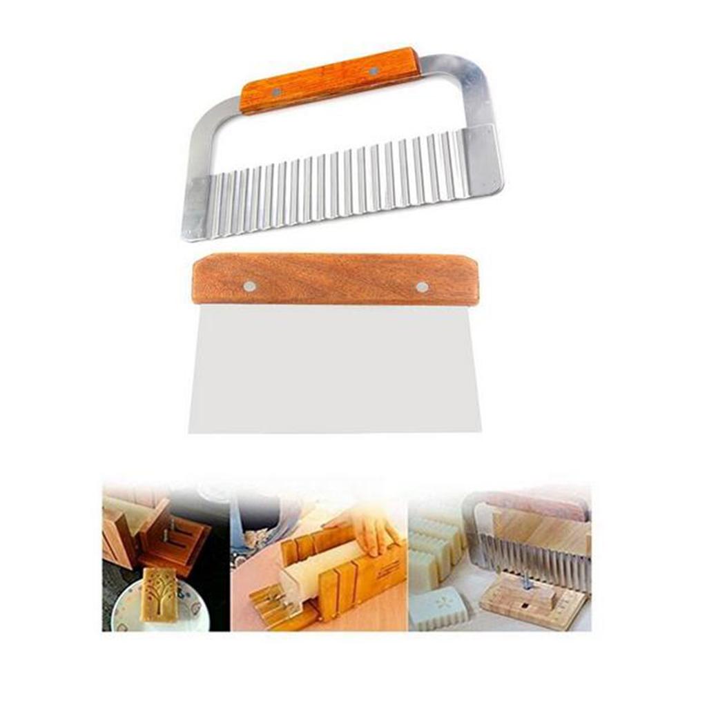 2 Pieces Stainless Steel Wavy and Straight Soap Mold Loaf Cake Cutter Cutting Tool Home Kitchen Graters Peelers Slicers Set