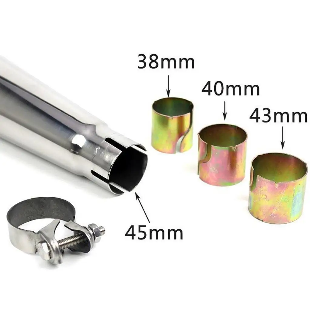 Motorcycle Exhaust  45mm Diameter  Stainless Steel with 3 Adapters for 