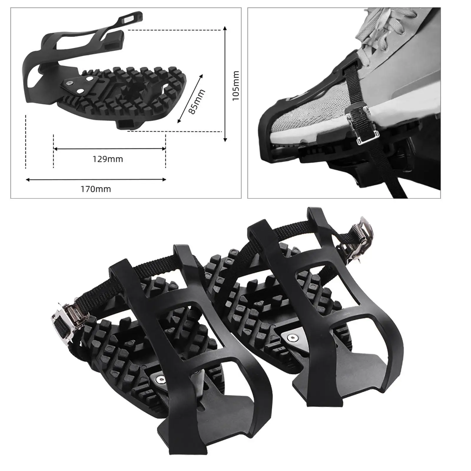 Bike Pedal Toe Clips Cage Pedals Toe Cages Ride with Regular Shoes Cycling Accessories Adapters for Indoor Fitness Bike