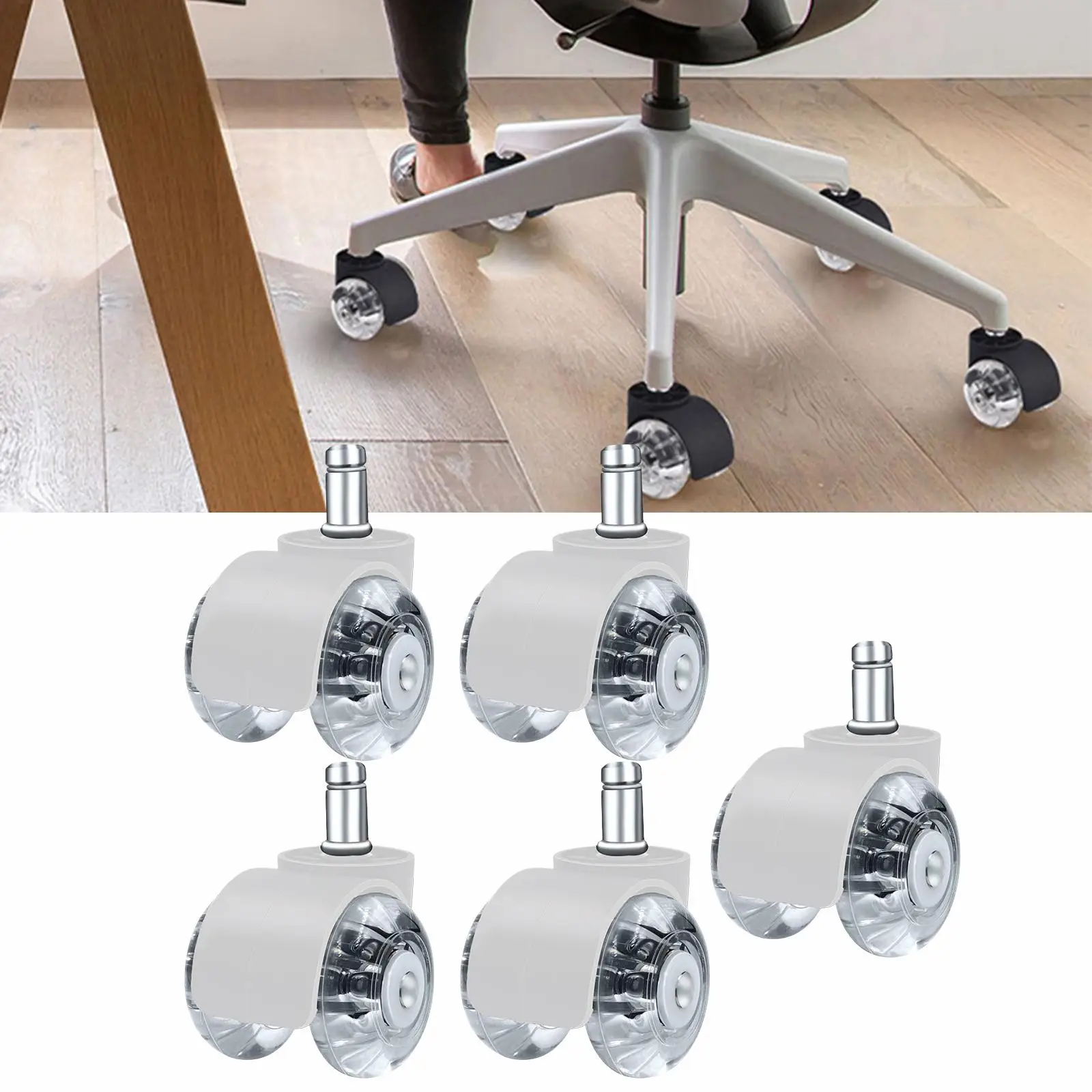 Office Chair Caster Wheels 5Pcs No Noise Computer Chair Wheel for Furniture