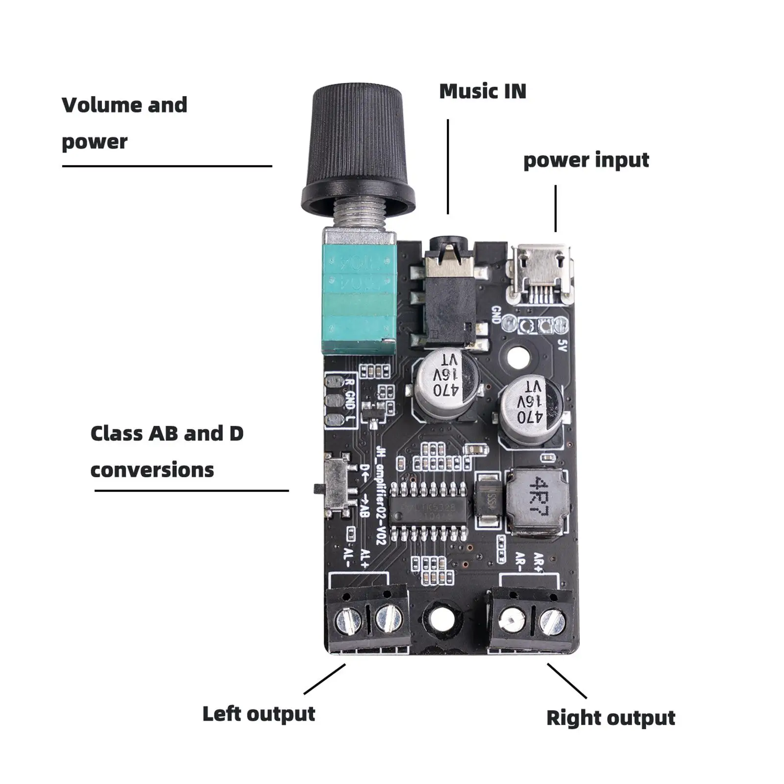 Digital Audio Board Module Dual Channel Power Amplify Circuit Portable 2x5W Stereo  Computer Speaker