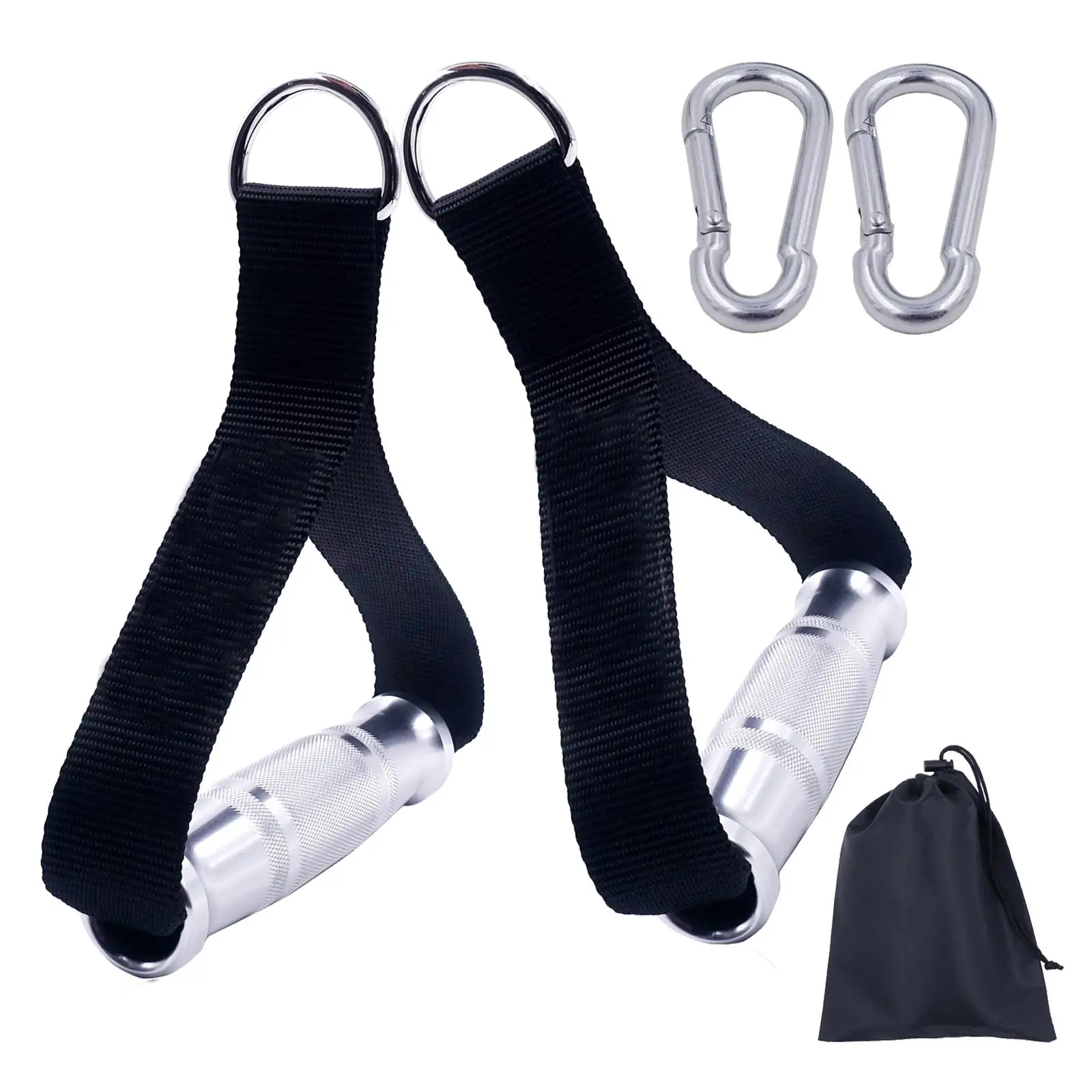 Resistance Bands Handle Metal Grips Nylon Webbing Cable Machine Attachment Grips