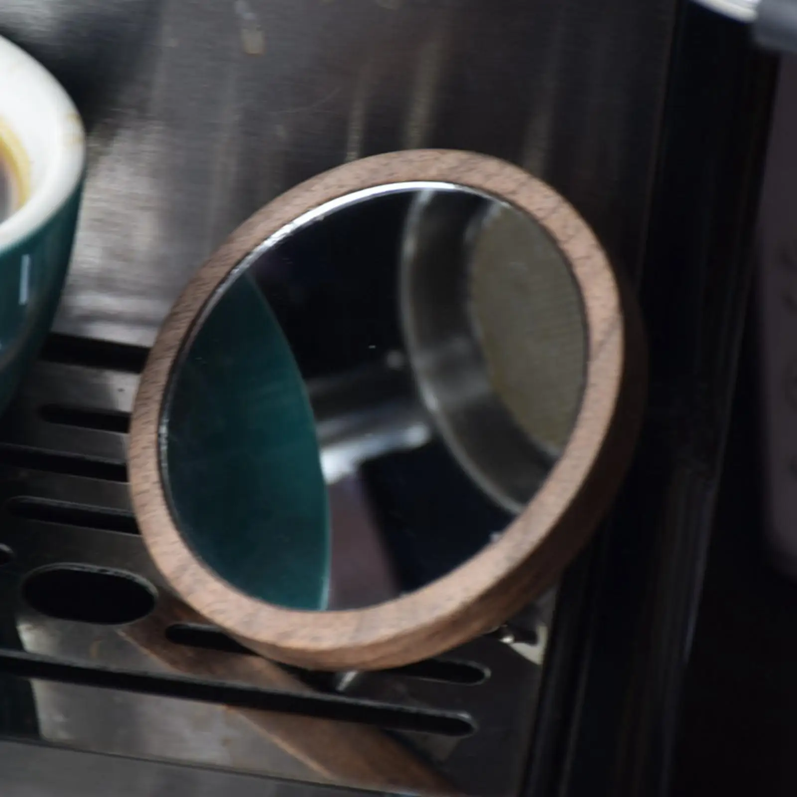  Mirror with Base Walnut Adjustable for Bottomless Portafilter